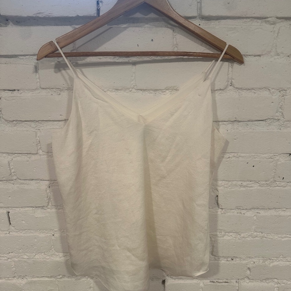 White Spaghetti Strap Silk Shirt